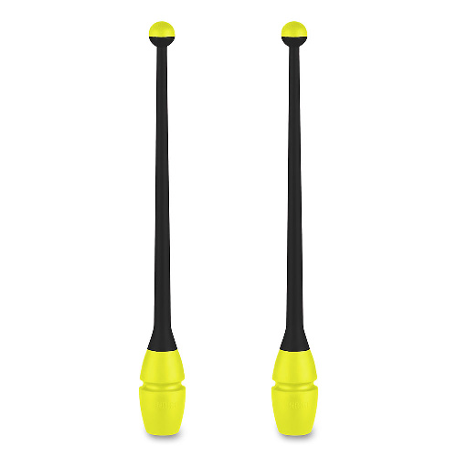 Булавы для художественной гимнастики INDIGO IN017, Цвет основной Черно-лимонный, Размер 36 см
