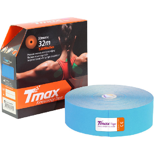 Тейп кинезиологический TMAX Extra Sticky, размер 5 см x 32 м, Цвет основной Голубой