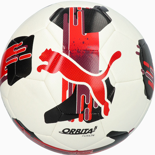 Мяч футбольный PUMA Orbita 5 Fusion, Цвет основной Бело-красный, Размер 4