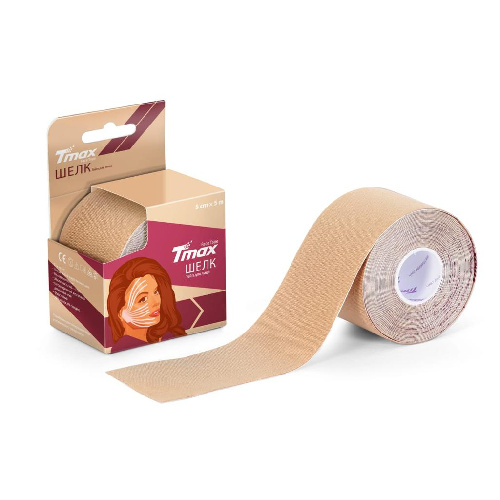Тейп кинезиологический для лица TMAX Beauty Tape, вискоза, размер 5см x 5м, Цвет основной Бежевый