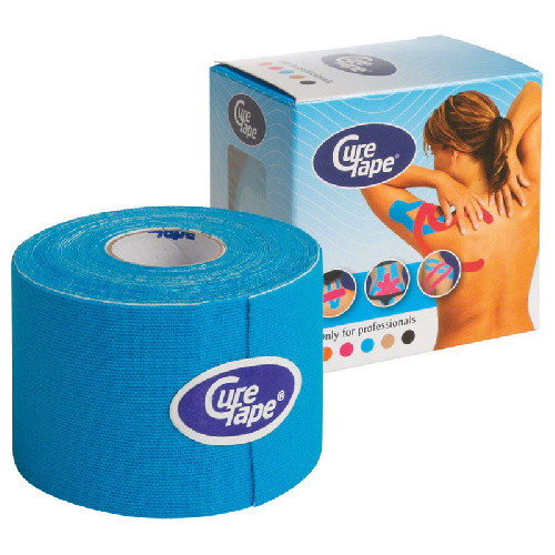 Тейп кинезиологический CURETAPE, размер 5 см x 5 м, Цвет основной Голубой