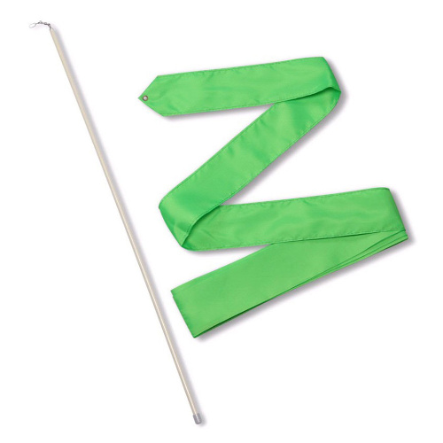 Лента гимнастическая с палочкой 56см, Цвет основной Зеленый