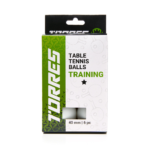 Мяч для настольного тенниса TORRES Training 1*, упаковка 6 шт, Цвет основной Белый
