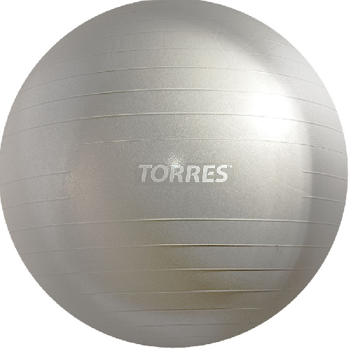 Мяч гимнастический TORRES диаметром 55 см, с насосом, Цвет основной Серый