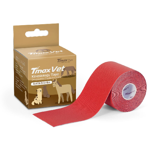Тейп кинезиологический ветеринарный TMAX Vet, хлопок, размер 6 см x 5 м, Цвет основной Красный