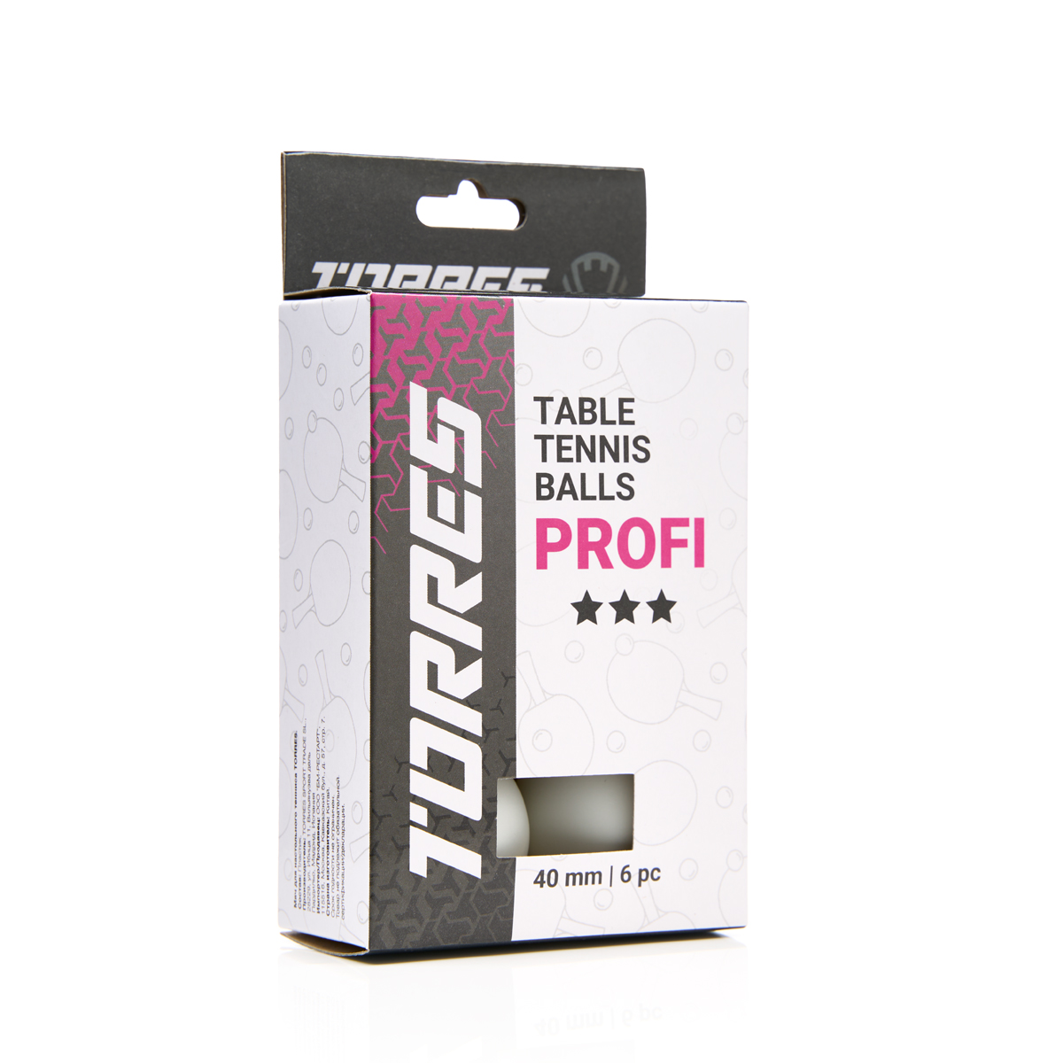 Мяч для настольного тенниса TORRES Profi 3*, упаковка 6 шт