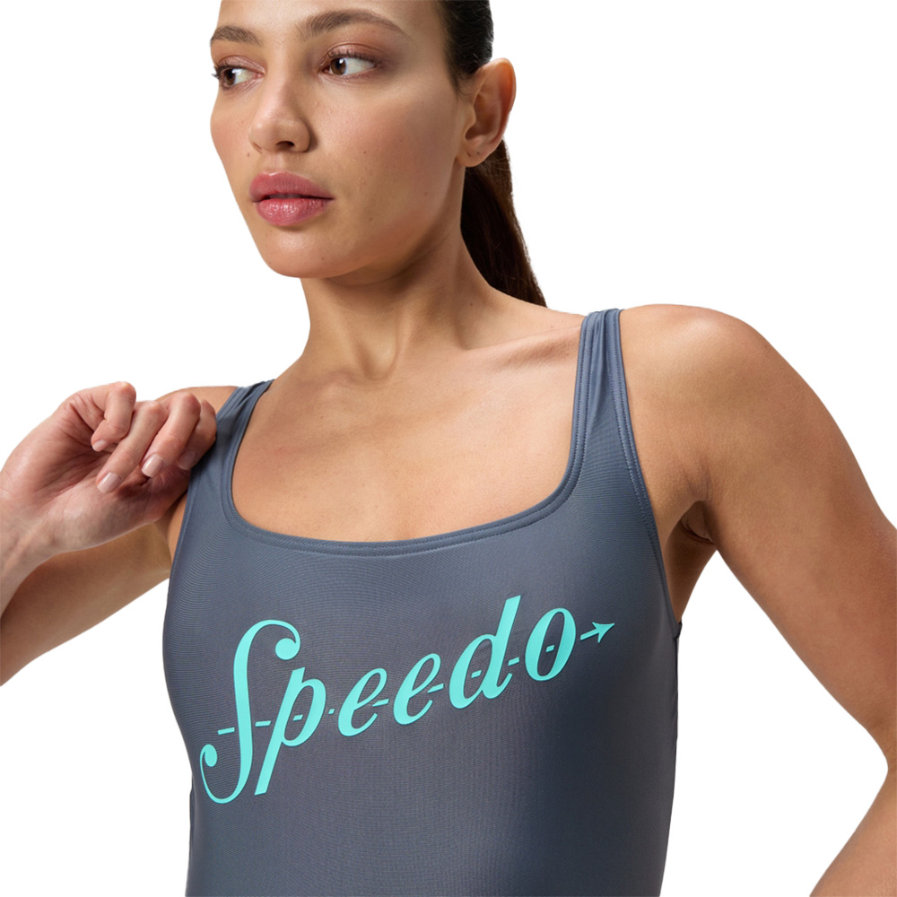 Купальник SPEEDO Logo Square Back Swimsuit, Цвет основной Серо-бирюзовый, Размер р.30