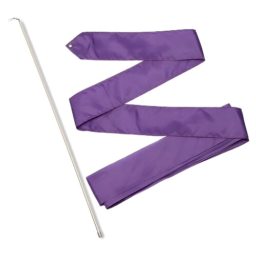 Лента гимнастическая с палочкой 56см, Цвет основной Фиолетовый