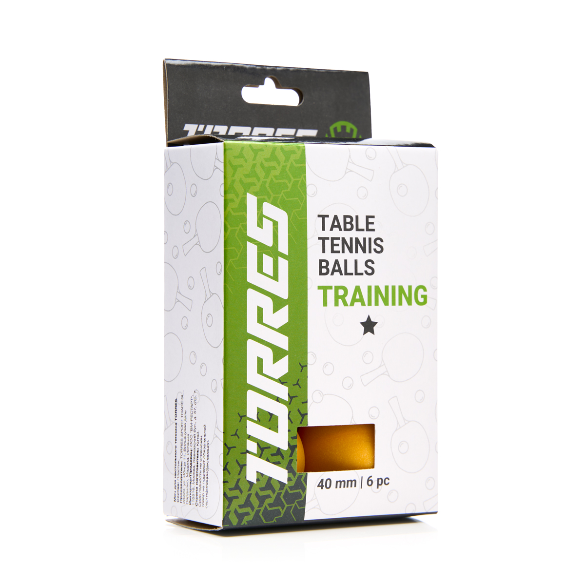 Мяч для настольного тенниса TORRES Training 1*, упаковка 6 шт, Цвет основной Оранжевый