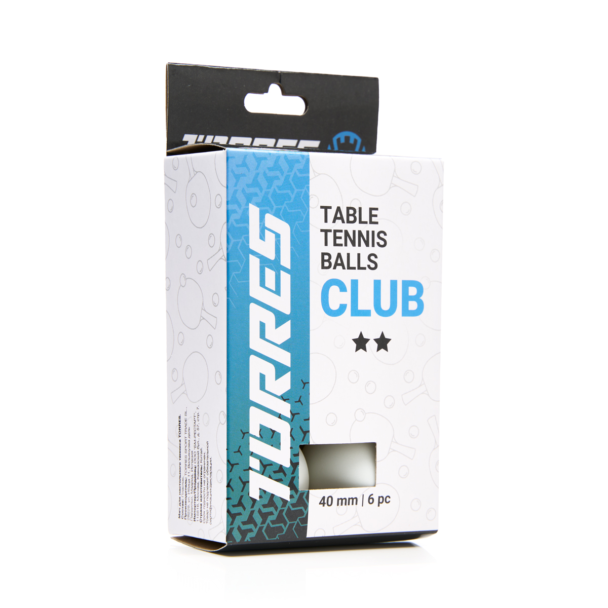 Мяч для настольного тенниса TORRES, упаковка 6 шт, Цвет основной Белый