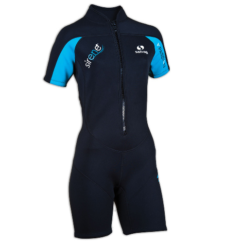 Гидрокостюм для плавания женский SALVAS Shorty Sirene Lady, с короткими рукавами и шортами, чёрно-голубой, Размер m